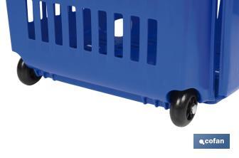 Carrito de la compra | Cesta con 2 ruedas | Asa telescópica | Capacidad: 52 litros | Color: azul | Medidas: 39 x 39 x 52,9 cm - Cofan