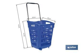 Carrito de la compra | Cesta de compra con 2 ruedas | Asa telescópica | Capacidad: 52 litros | Color: azul | Medidas: 39 x 39 x 52,9 cm - Cofan