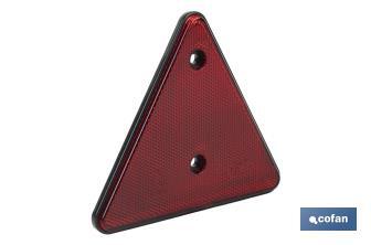 Catadióptrico triangular rojo con 2 agujeros para remolques | Medidas: 165 x 145 mm | Ideal para seguridad vial - Cofan