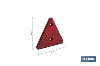 Catadióptrico triangular rojo con 2 agujeros para remolques | Medidas: 165 x 145 mm | Ideal para seguridad vial - Cofan