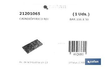 Rectangular retroreflector with adhesive for fixing on vehicles | Sizes: 106 x 50mm | Available in 3 colours - Cofan