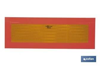 Placa V6 para vehículos largos | Material: aluminio | Recubrimiento con vinilo réflex N2 | Señalización homologada | Fácil de instalar | Disponible en varias medidas - Cofan