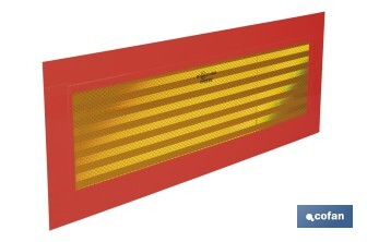 Placa V6 para vehículos largos | Material: aluminio | Recubrimiento con vinilo réflex N2 | Señalización homologada | Fácil de instalar | Disponible en varias medidas - Cofan