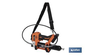 Pistola engrasadora a batería | Batería Li-ion 21 V 2 Ah | Presión máxima: 690 bar | Adecuada para cartuchos de 400 ml - Cofan