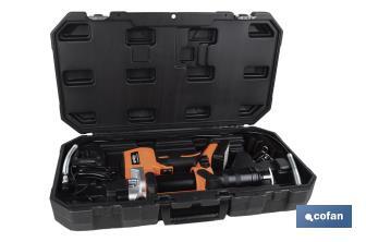 Pistola engrasadora a batería | Batería Li-ion 21 V 2 Ah | Presión máxima: 690 bar | Adecuada para cartuchos de 400 ml - Cofan