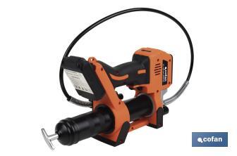 Pistola engrasadora a batería | Batería Li-ion 21 V 2 Ah | Presión máxima: 690 bar | Adecuada para cartuchos de 400 ml - Cofan