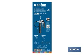 Bomba de engrase dual tipo pistola y palanca | Hasta 7000 PSI | Compatible con cartuchos de grasa de 400 g o carga a granel - Cofan