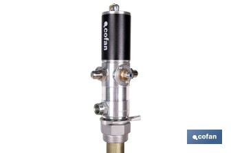 Bomba neumática lubricante | Relación 3:1 | Caudal: 14 LPM | Presión máxima: 10 bares | Disponible para bidones de 60 o 205 litros - Cofan