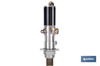 Bomba neumática lubricante | Relación 3:1 | Caudal: 14 LPM | Presión máxima: 10 bares | Disponible para bidones de 60 o 205 litros - Cofan