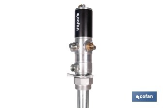 Bomba neumática lubricante | Relación 3:1 | Caudal: 14 LPM | Presión máxima: 10 bares | Disponible para bidones de 60 o 205 litros - Cofan