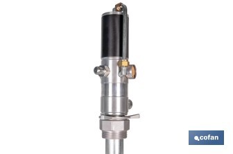 Bomba neumática lubricante | Relación 3:1 | Caudal: 14 LPM | Presión máxima: 10 bares | Disponible para bidones de 60 o 205 litros - Cofan
