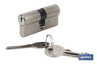 Short cam cylinder, identical keys (nickel) - Cofan