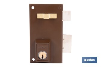Cerradura de sobreponer de derecha | Adaptable al modelo 56A | Cilindro de Ø25 mm | Incluye 3 llaves | Disponible en dos medidas diferentes - Cofan