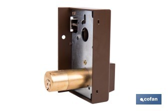 Cerradura de sobreponer de derecha | Adaptable al modelo 56A | Cilindro de Ø25 mm | Incluye 3 llaves | Disponible en dos medidas diferentes - Cofan