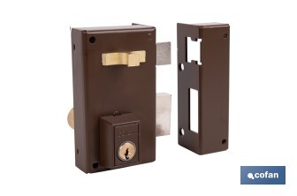 Cerradura de sobreponer de derecha | Adaptable al modelo 56A | Cilindro de Ø25 mm | Incluye 3 llaves | Disponible en dos medidas diferentes - Cofan