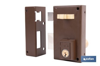 Cerradura de sobreponer de izquierda | Adaptable al modelo 56A | Cilindro de Ø25 mm | Incluye 3 llaves | Disponible en dos medidas diferentes - Cofan