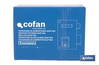Cerradura de sobreponer de derecha | Adaptable al modelo 56A | Cilindro de Ø25 mm | Incluye 3 llaves | Disponible en dos medidas diferentes - Cofan
