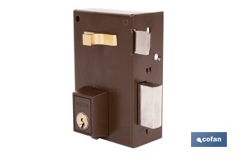 Cerradura de sobreponer de derecha | Adaptable al modelo 56A | Cilindro de Ø25 mm | Incluye 3 llaves | Disponible en dos medidas diferentes - Cofan