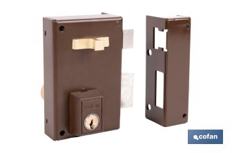 Cerradura de sobreponer de derecha | Adaptable al modelo 56A | Cilindro de Ø25 mm | Incluye 3 llaves | Disponible en dos medidas diferentes - Cofan