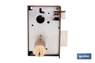 Cerradura de sobreponer de izquierda | Adaptable al modelo 56A | Cilindro de Ø25 mm | Incluye 3 llaves | Disponible en dos medidas diferentes - Cofan