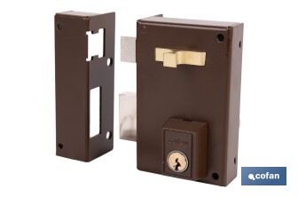 Cerradura de sobreponer de izquierda | Adaptable al modelo 56A | Cilindro de Ø25 mm | Incluye 3 llaves | Disponible en dos medidas diferentes - Cofan