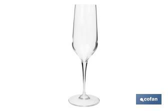 Pack of 6 champagne flutes | Ágata Model | Capacity: 23cl | 100% lead-free - Cofan