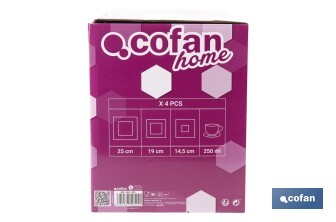 Vajilla de cerámica cuadrada en color negro con borde vintage | Set de 20 piezas | Apta para lavavajillas, microondas y horno - Cofan