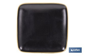 Vajilla de cerámica cuadrada en color negro con borde vintage | Set de 20 piezas | Apta para lavavajillas, microondas y horno - Cofan