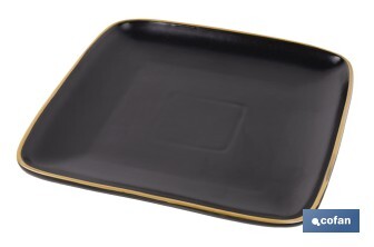 Vajilla de cerámica cuadrada en color negro con borde vintage | Set de 20 piezas | Apta para lavavajillas, microondas y horno - Cofan