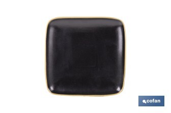 Vajilla de cerámica cuadrada en color negro con borde vintage | Set de 20 piezas | Apta para lavavajillas, microondas y horno - Cofan