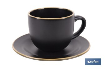 Vajilla de cerámica cuadrada en color negro con borde vintage | Set de 20 piezas | Apta para lavavajillas, microondas y horno - Cofan