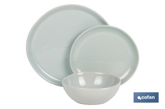 Juego de vajilla de cerámica verde | Set de 12 piezas | Diseño irregular | Apta para lavavajillas y microondas - Cofan