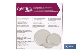 Juego de vajilla de cerámica verde | Set de 12 piezas | Diseño irregular | Apta para lavavajillas y microondas - Cofan