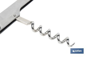 Sacacorchos con abridor | Material: Acero inoxidable | Adecuado para uso profesional | Diseño compacto y duradero | Longitud: 14 cm - Cofan