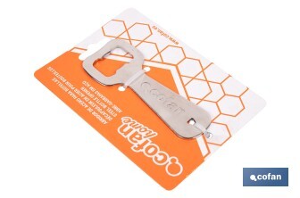 Abridor de botellas profesional | Material: acero cincado | Ideal para hostelería y uso doméstico | Medidas: 10,5 x 4 cm - Cofan