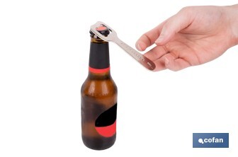 Abridor de botellas profesional | Material: acero cincado | Ideal para hostelería y uso doméstico | Medidas: 10,5 x 4 cm - Cofan