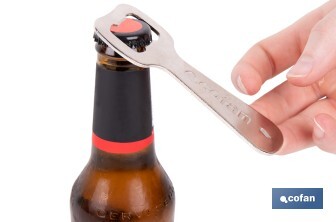 Abridor de botellas profesional | Material: acero cincado | Ideal para hostelería y uso doméstico | Medidas: 10,5 x 4 cm - Cofan