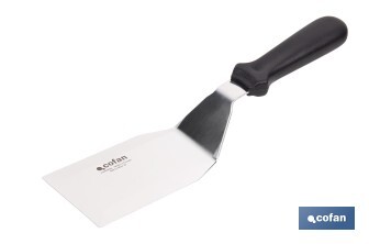 Espátula acodada de acero inoxidable | Perfecta para barbacoas, parrillas y planchas | Mango resistente y ergonómico - Cofan