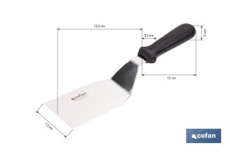 Espátula acodada de acero inoxidable | Perfecta para barbacoas, parrillas y planchas | Mango resistente y ergonómico - Cofan