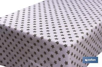 Oilcloth roll | PVC tablecloth | Stars design | White and grey | Size: 1.40 x 25m - Cofan