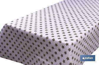 Oilcloth roll | PVC tablecloth | Stars design | White and grey | Size: 1.40 x 25m - Cofan