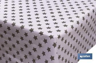 Rollo de semi hule básico | Mantel de PVC | Diseño con estrellas | Blanco y gris | Medidas: 1,40 x 25 m - Cofan