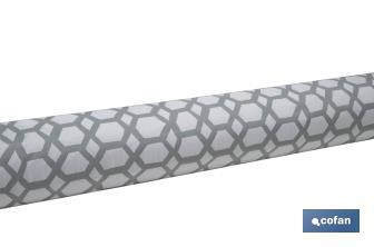 Rouleau de nappe antitache avec impression numérique avec un design d'hexagones | 50 % de coton et 50 % de PVC | Dimensions : 1,40 x 25 m - Cofan