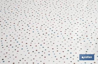 Rotolo di cerata antimacchia con stampe digitali di puntini | 50% cotone e 50% PVC | Dimensioni: 1,40 x 25 m - Cofan