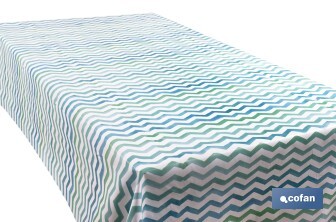 Stain-resistant digital print tablecloth roll with stripe design | 50% cotton and 50% PVC | Size: 1.40 x 25m
 - Cofan