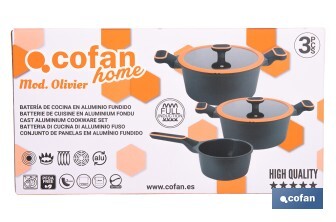Batería de Cocina Full Induction | 3 Piezas | Aluminio Fundido - Cofan