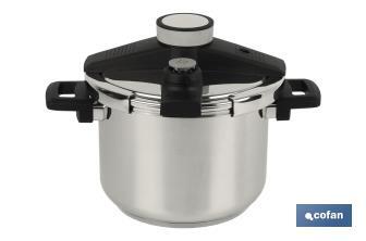 Panela de pressão modelo Queen de 4 ou 6 litros | Aço inox | Indução | Fechamento com uma só mão - Cofan