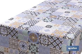 Rollo de semi hule básico | Mantel de PVC | Diseño con estampado de mosaicos | Medidas: 1,40 x 25 m - Cofan