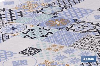 Rollo de semi hule básico | Mantel de PVC | Diseño con estampado de mosaicos | Medidas: 1,40 x 25 m - Cofan