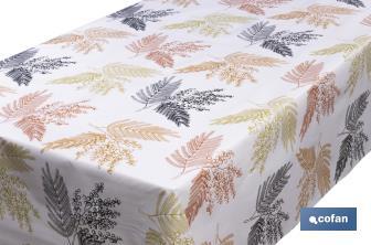 Rollo de semi hule básico | Mantel de PVC | Diseño con ramas | Medidas: 1,40 x 25 m - Cofan